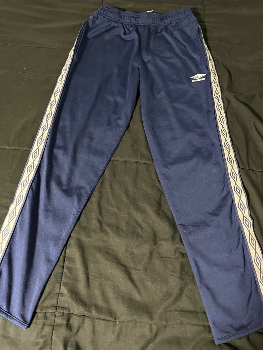 Umbro - Navy Joggers with White Diamond Side Tape